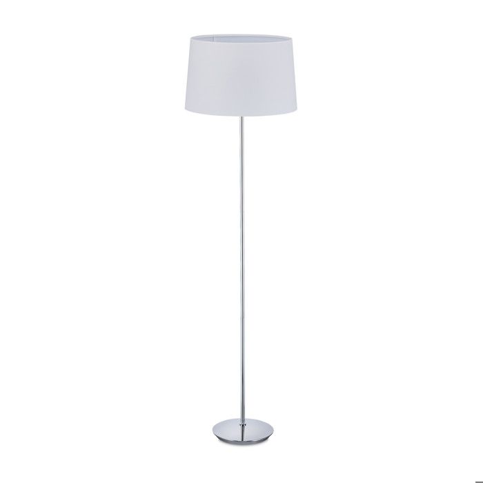 Lampe sur pied Relaxdays avec abat-jour en tissu pied chromé douille E27 Ø 40 cm salon hauteur 148 5 cm blanche