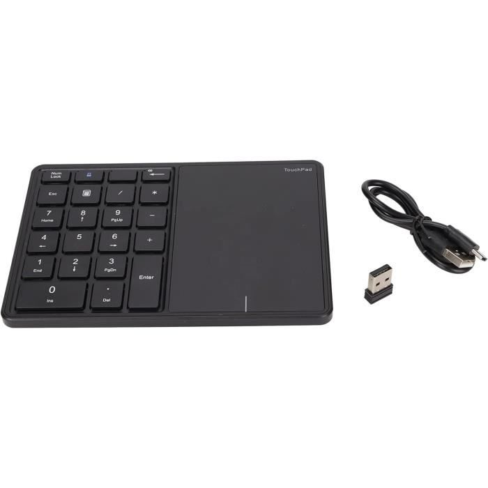 ASHU Clavier Numérique Sans Fil 22 Touches - Ultra Fin Portable Avec Récepteur USB - Noir