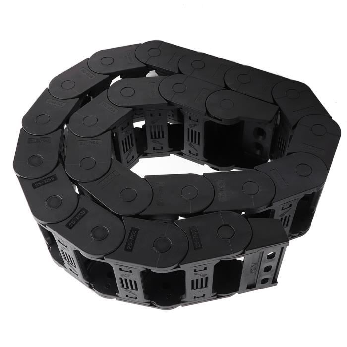 Chaîne Porte-câbles Aramox 100cm - Nylon Noir - Pour Machines CNC, Imprimantes 3D - 25x57mm