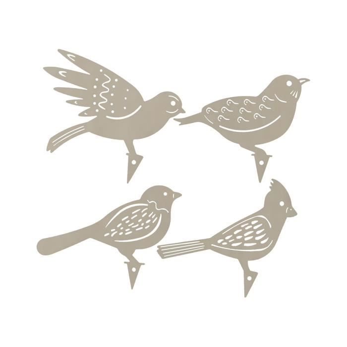 Silhouette D'oiseau En Métal Rouillé - Décoration De Jardin, Clôture Ou Pot De Fleurs - Design Artistique