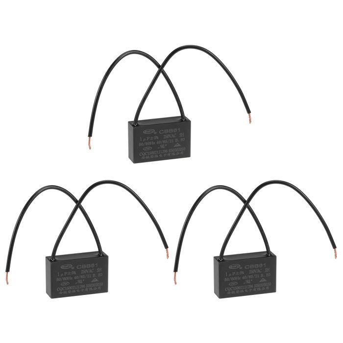 Plafond Ventilateur Condensateur CBB61 1uF 250V AC 2 Fils Métallisé