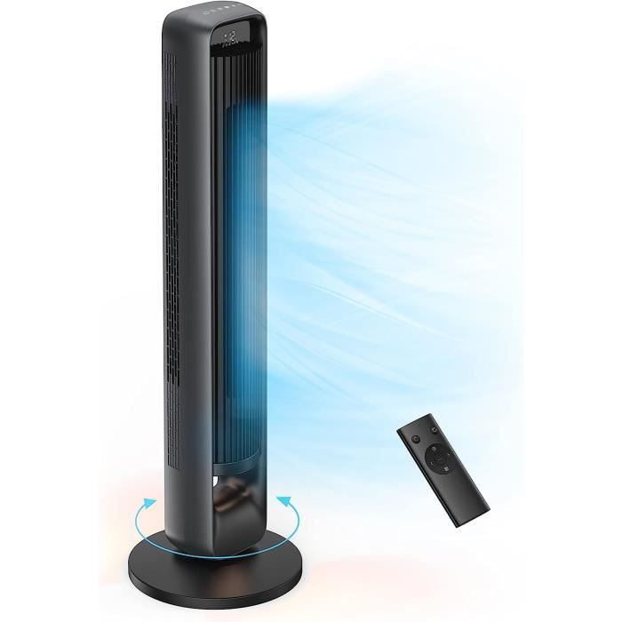 Fabater Ventilateur Tour Sans Pales USB – Oscillation 90°, Ultra Silencieux 34dB, Lumière LED, Idéal Bureau Chambre Été