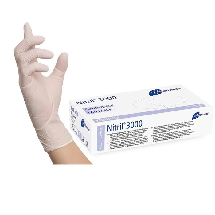 Boîte De 100 Gants Jetables En Nitrile - Taille M - Sans Poudre, Sans Latex, 4 Mil D'Épaisseur - Compatibles Écran Tactile