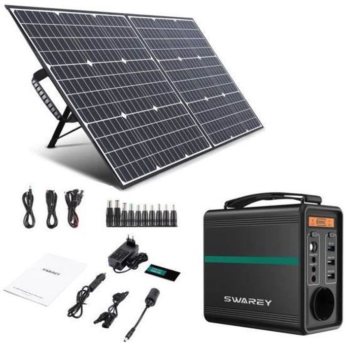 SWAREY kit Economie denergie Générateur Solaire Portable 166Wh avec panneau