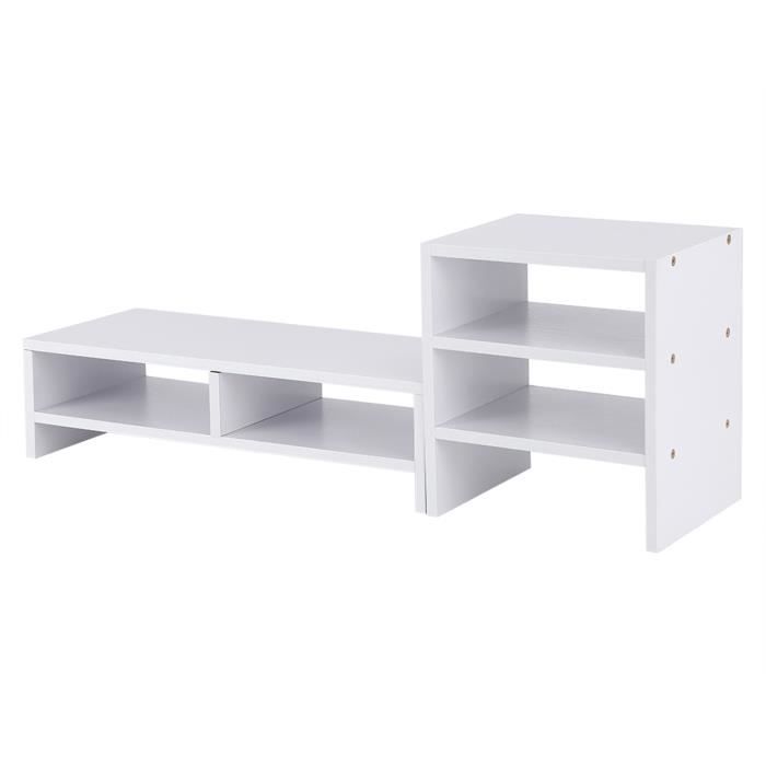 Support Surélevé Pour écran D'ordinateur - 11 Cm De Hauteur, 2 Niveaux, Organisateur Intégré - Pour Bureau Et étude - 7