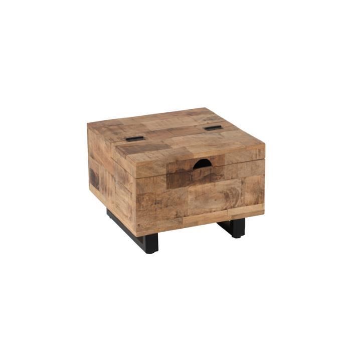 Petite Table Basse Carree Coffre En Bois Metal Uniona L 50 X L
