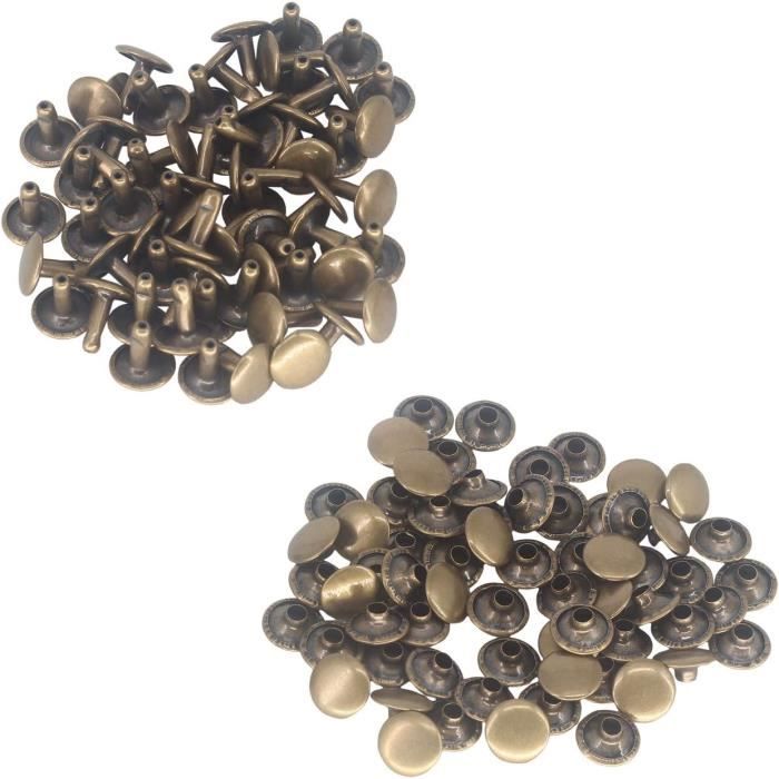 WedDecor 10mm X 18mm Extra Long Double Capuchon Rivets Tubulaire Boutons Métal Boutons-Pression Pour Travail Du Cuir, Réparation, Remplacements, Couture,DIY Projets, Argent, 50 Ensembles
