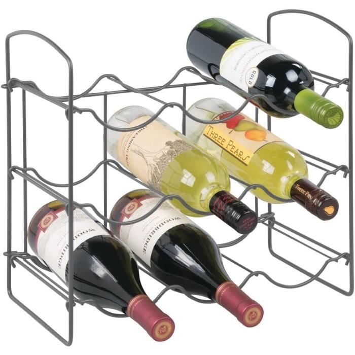 DINHEAROM - Panier De Rangement Pour Bouteilles De Bière/Vin - 12 Bouteilles - Poignée - Argenté 29x22x32 Cm