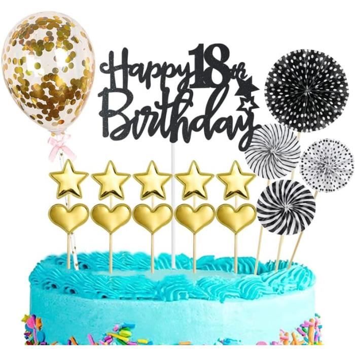 JIASHA Decoration Gateau Anniversaire,17 pièces Joyeux Anniversaire Cake Topper,Cake Topper gâteau d'anniversaire,Happy Birthday Cake Topper,pour Décorer Gâteau d'anniversaire Fête (Or
