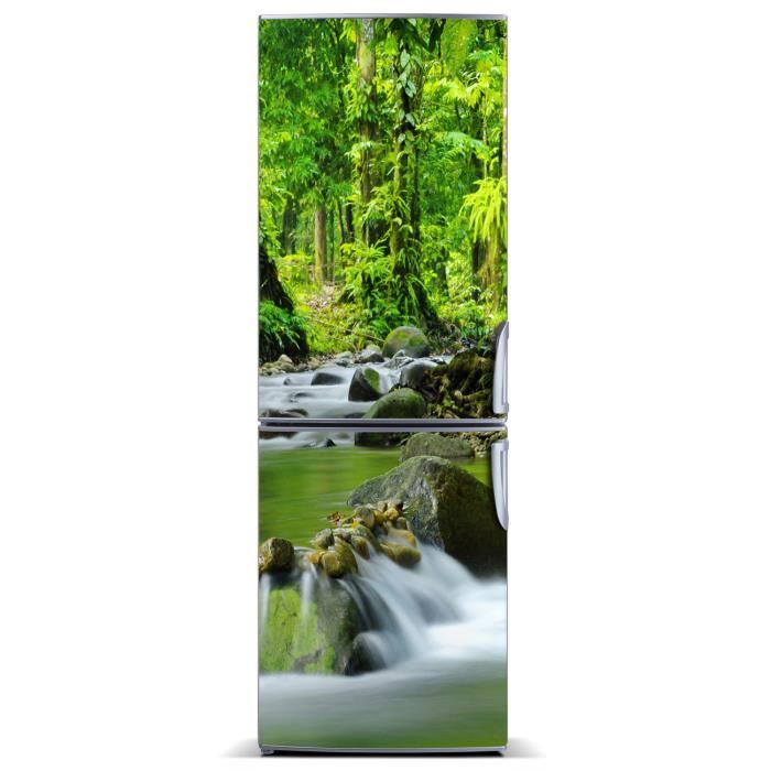 Autocollant Mural Frigo Forêt Automne 60x180cm - Adhésif Repositionnable, Effet 3D - Déco Cuisine Facile, Lavable - 2