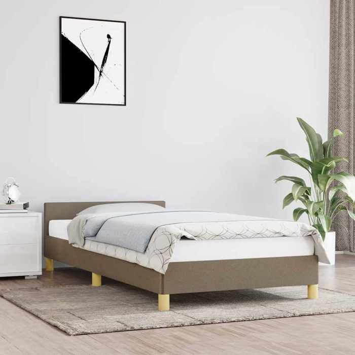 vidaXL Cadre de lit avec tête de lit sans matelas taupe 90x190cm tissu 347379