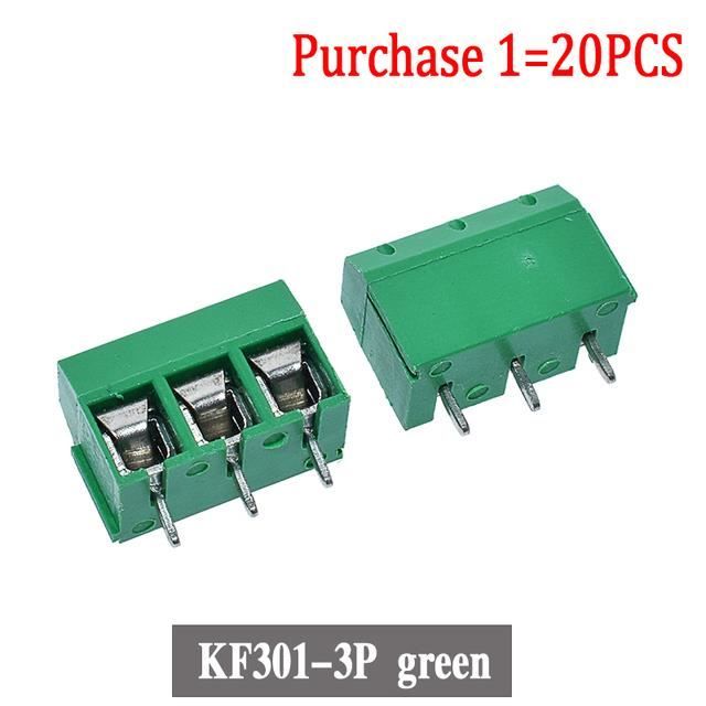 Borniers PCB à Vis - Lot De 20, Pas 5.08 Mm, 3 Broches, 300V 16A - Vert