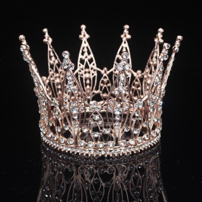Couronne Et écharpe D'anniversaire Princesse - Strass & Paillettes Or Rose - Réglable - Pour Fête, Photo, Cadeau Fille