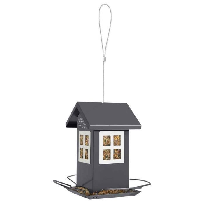 zolux mangeoire maison 4 fenetres automne pour oiseaux du ciel gris cdiscount
