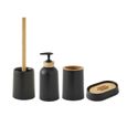 PRIMA - Set de salle de bain 4 pièces en plastique et bambou noir-1
