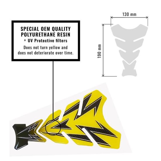 Protection Réservoir Moto 3D Pailletée Noir - Adhésif Polyuréthane 19x13 Cm