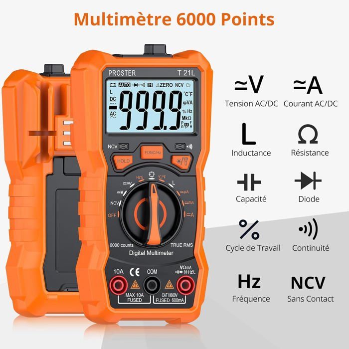 Multimètre Pince Numérique Intelligent WG-032 - 6000 Counts TRMS - Mesure Auto
