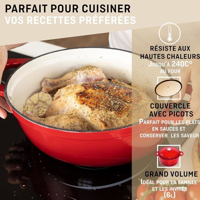 Cocotte sans Couvercle Acier Emaillé Rouge - Pujadas