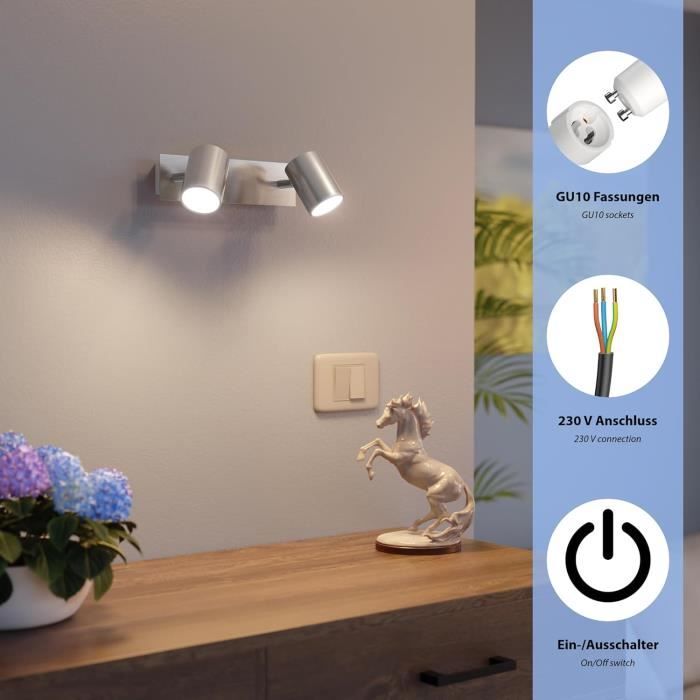 Projecteur De Plafond WAIKA à Deux Flammes Blanc Mat