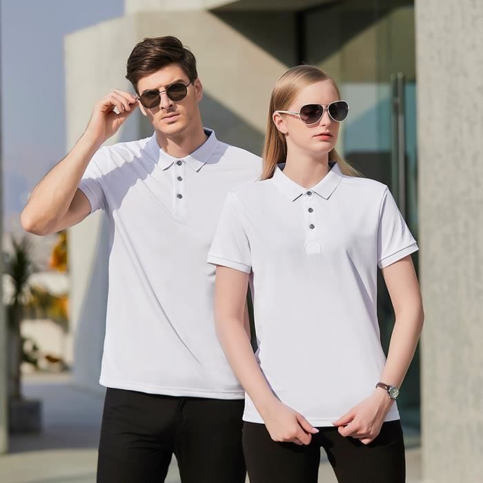 Polo Homme Blanc Manches Courtes Couleur Unie Casual Leger Respirante Bussine Blanc Cdiscount Pret a Porter