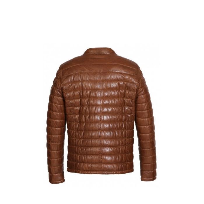 Giubbotto In Pelle Uomo Oakwood Julien - Blouson Classico In Pelle Di Montone - Colore Cognac - Taglia M