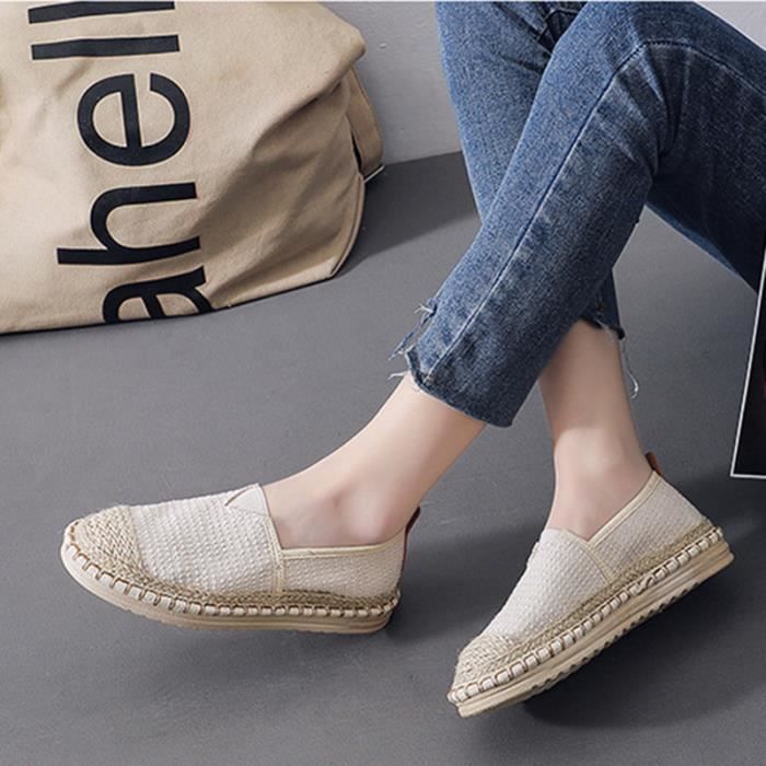 Espadrilles Unisexes En Toile De Chanvre - Semelle Jute Et Caoutchouc, Confortables, Classiques (Noir, Blanc, Beige, Gris)