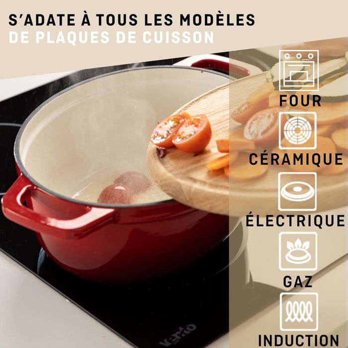 Cocotte En Forme De Coeur 1.9L Poêle En Fonte émaillée Multifonctionnelle Avec Couvercle, Casserole De Cuisson Antiadhésive Pour Cuisson à La Vapeur Braise Cuire Broil Saute Mijoter Rôti,Rose (Rose