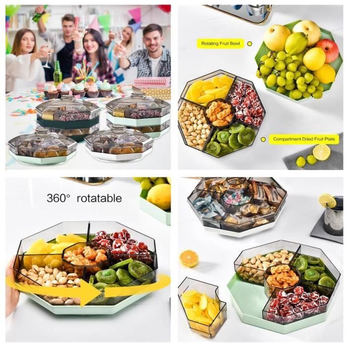 Corbeille à Fruits Tournante En Cristal – Plateau à étages Pour Desserts, Salon | Design Européen, 5 Assiettes, Base Alliage