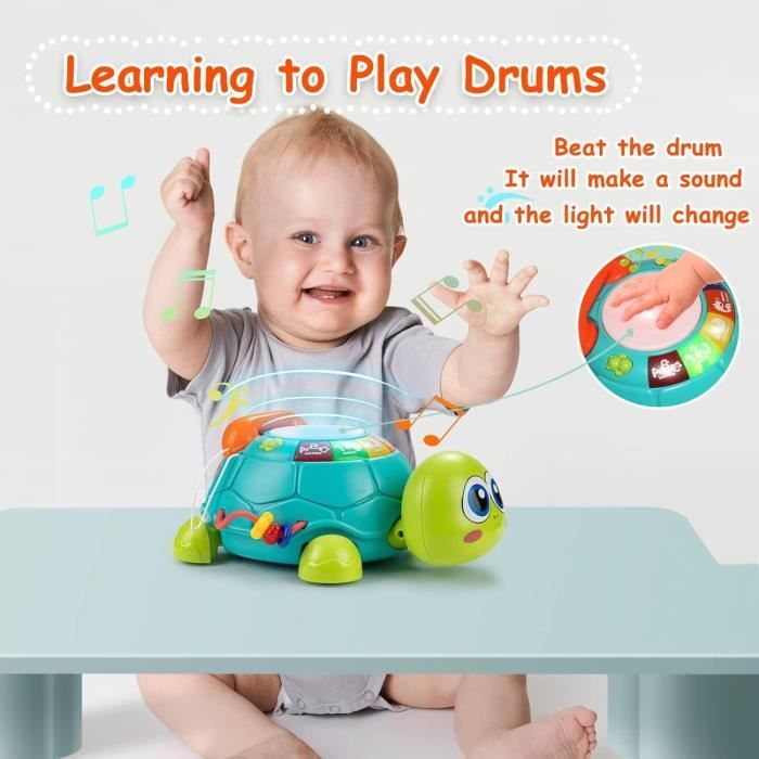 Jouets pour bébé rampants de tortue musicale pendant 3 6 9 12 18 mois,  amusant développement précoce éducatif bébé jouet apprentissage w /  lumières N musique, mignon bébé garçon fille