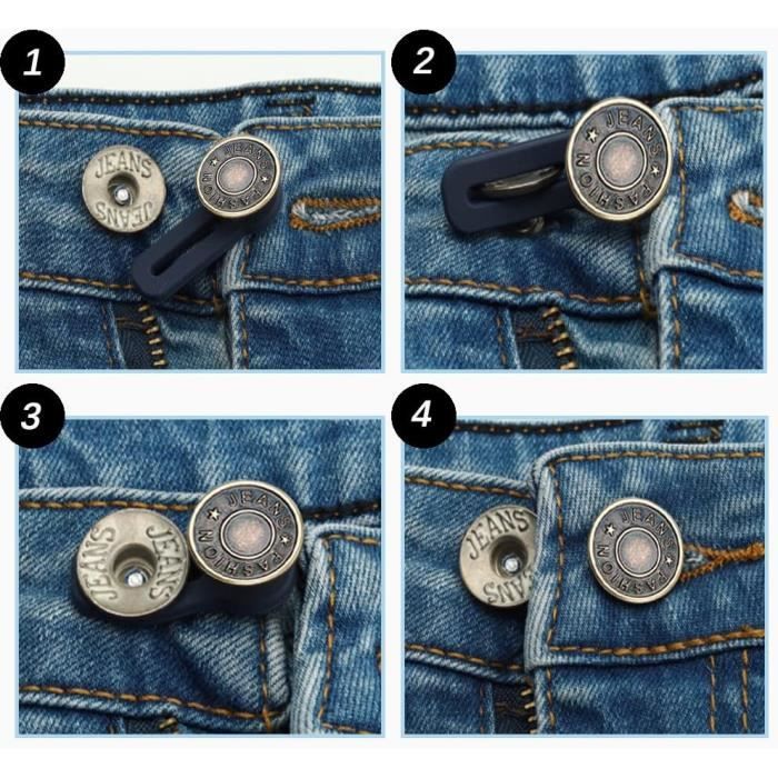 6 pcs Élastique Taille Extenders Réglable Ceinture jeans bouton