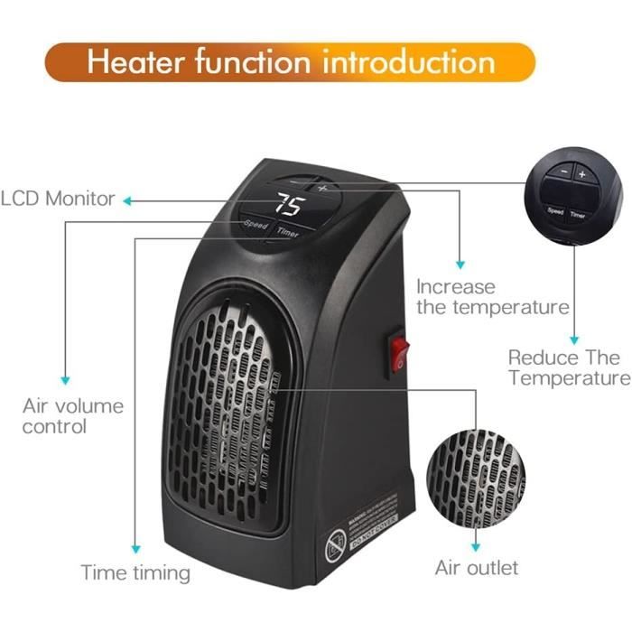 Mini chauffage électrique sur Prise 230V avec Thermostat numérique Sichler, Chauffages d'appoint