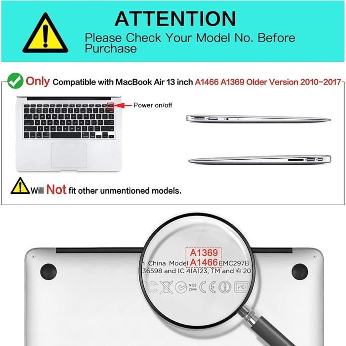 Compatible Avec Le Boîtier MacBook Air 13 Pouces (modèles: A1369 Et A1466,  Version Plus Ancienne Sortie