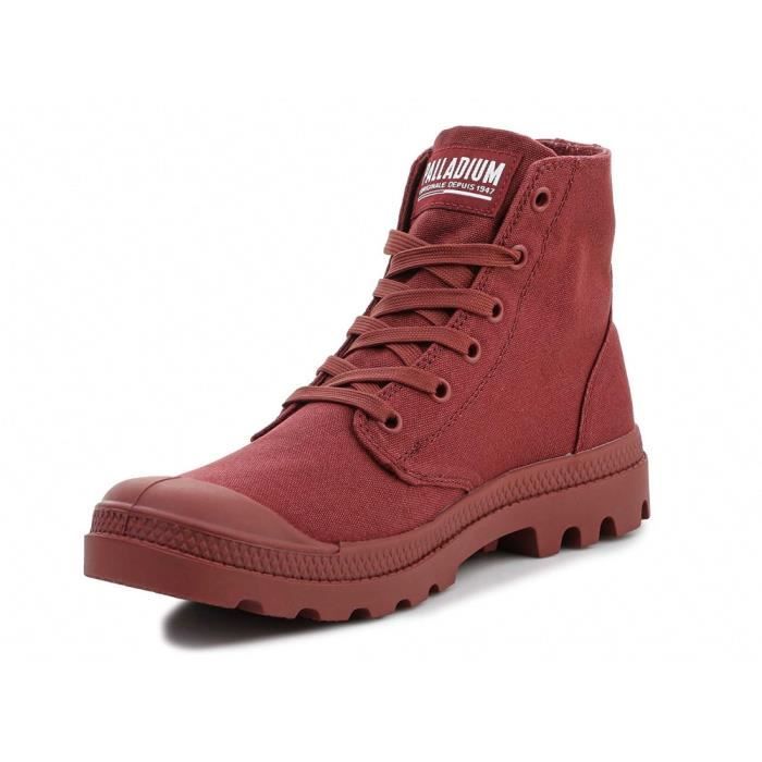 Chaussures Homme Palladium Mono Chrome Bordeaux Lacets Textile