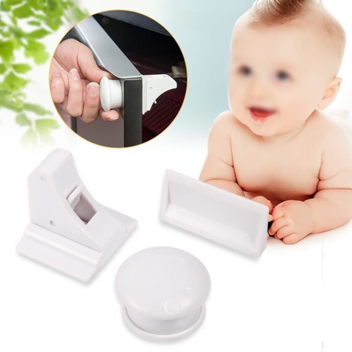 SALALIS Serrure de sécurité magnétique 4 pièces blanc magnétique bébé  enfant enfant animal de compagnie épreuve puericulture bebe