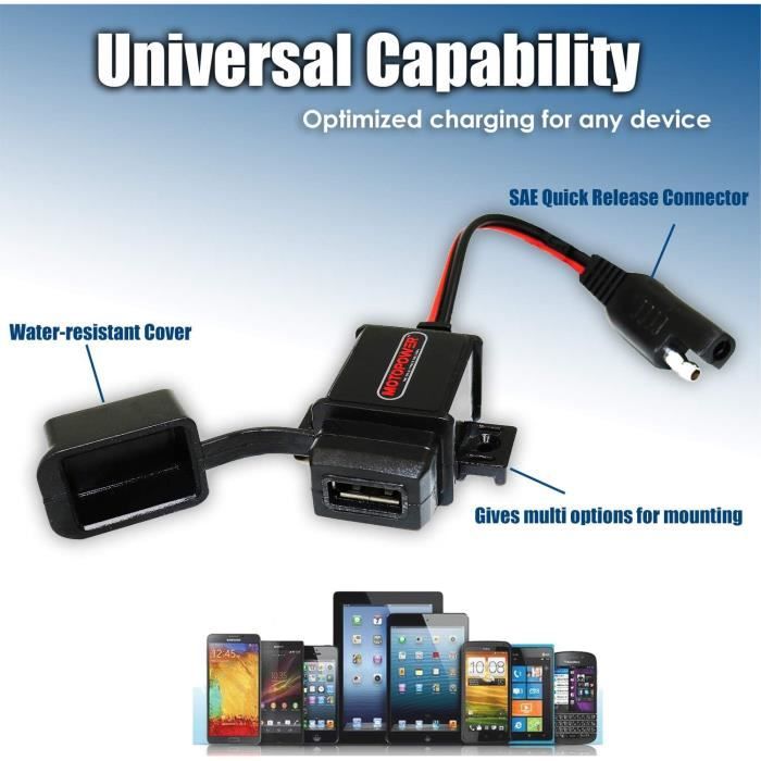 Chargeur USB universel pour téléphone portable Moto Sae à câble USB  Adaptateur secteur