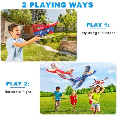 Avion Polystyrène Planeur Avec Pistolet Catapulte – Set De 3, Jouet Volant En Mousse Pour Enfants 3-10 Ans