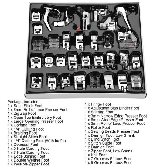 Kit de 32 accessoires de presseur pour machine  coudre Singer et autres  marques - mtal et plastique - argent - Cdiscount Electromnager