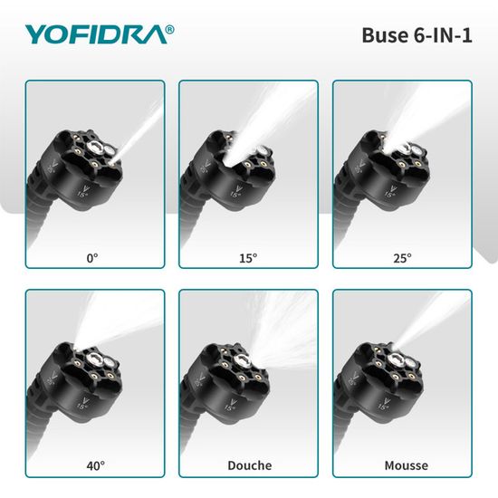 Yofidra Nettoyeur Haute Pression Sans Fil 80-100 Bar – 300W, 2 Batteries 3000mAh, Buse 5-en-1, Portable