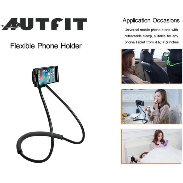 Support Téléphone Universel UVERTOOP - Multifonction Cou/bureau/lit - Noir