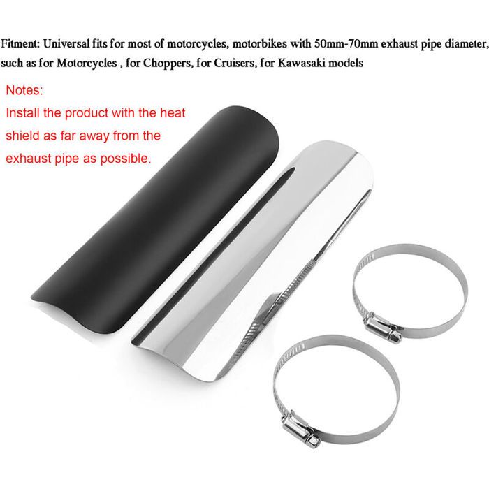 Pare-chaleur échappement Moto - Acier Inoxydable Argenté - Pinces Réglables - Pour Harley, Suzuki, Cruiser... - 7
