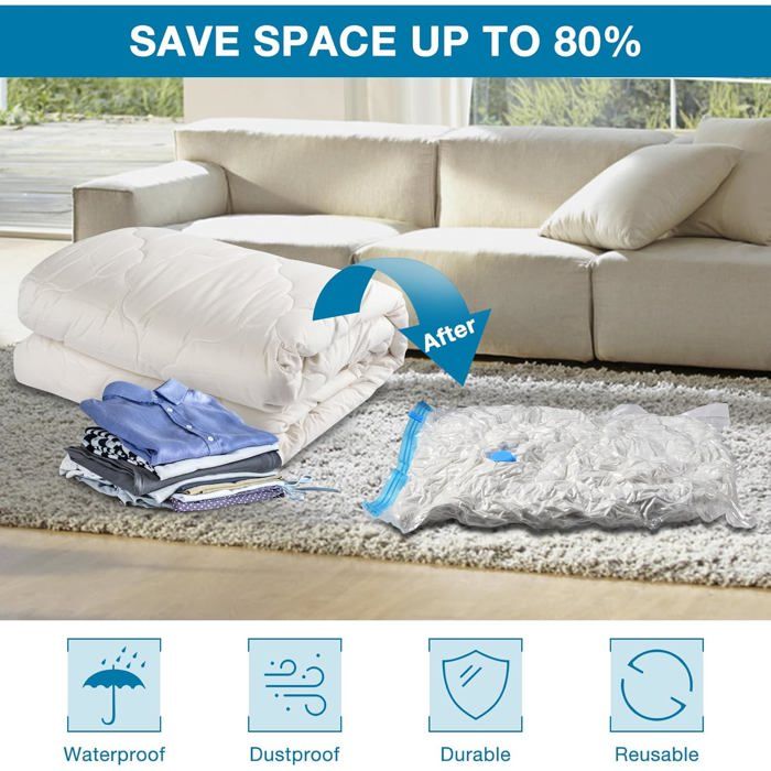 Sac Sous Vide Vetement Aspirateur avec Pompe à Vide Sans fil Électrique, Lot de 9 Sac Rangement