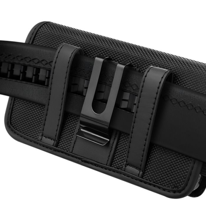 Étui Ceinture Taille XXL Tissu Oxford Clip Solide et Rabat à Scratch Noir