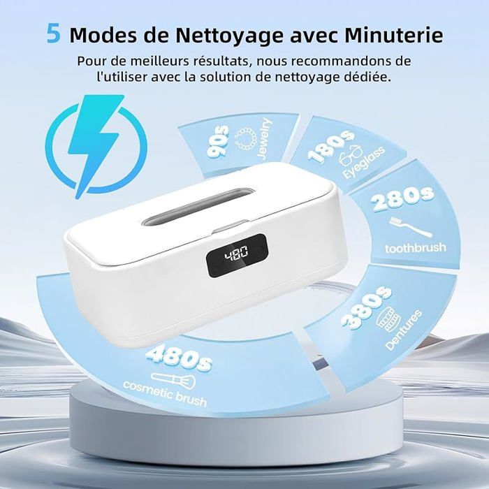 Nettoyeur Ultrasons 800ml, 49kHz avec Lampe et 5 Modes Minuterie u2013  Ultrasonic Cleaner Professionnel pour NETTOYEUR A ULTRASONS - Cdiscount  Electromnager