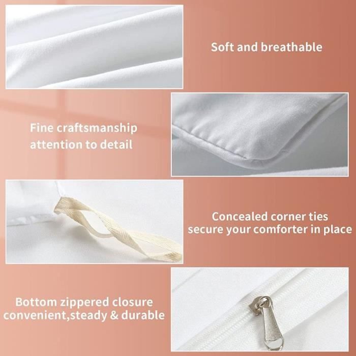 Housse De Couette Fleur 220x240 Blanc Feuilles Floral Parure De Lit 2