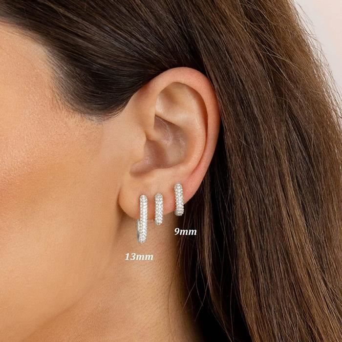 Boucles d'oreilles petites créoles zircons Argent 925
