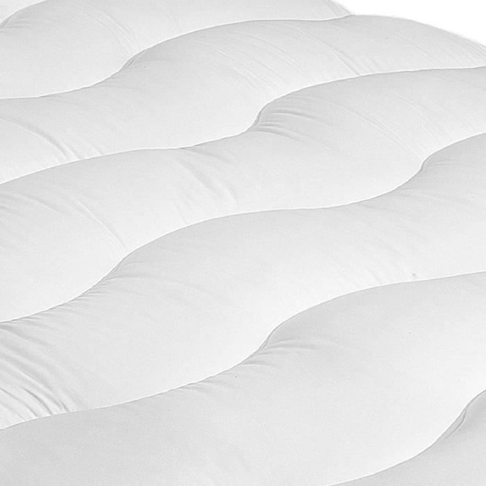 Surmatelas Rond matelassé avec Housse de Couleur Unie et Coton,surmatelas Doux pour Matelas Ferme,Blanc,diamètre 200 cm (79 Pouces