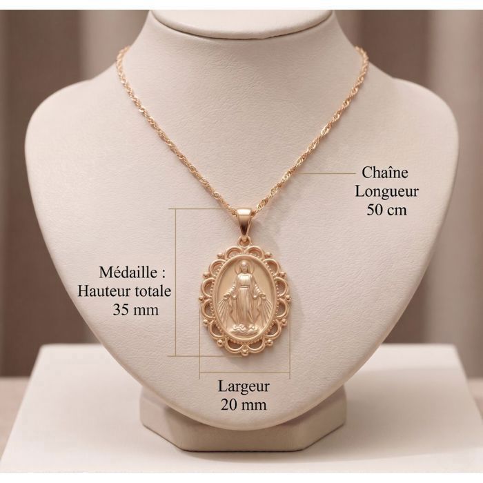 Collier - L'ATELIER D'AZUR - Médaille Vierge Marie - Or Jaune 375/000