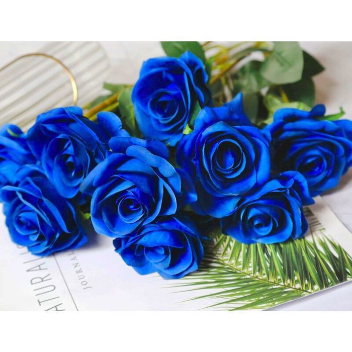 Bleu Royal Lot de 10 Roses artificielles en Soie pour Arrangement de