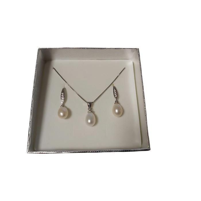 Ankbrats Parure De Bijoux Avec Collier Et Boucles D'oreilles En Argent 925 AAA Avec Collier