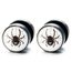 Bouchon Faux Cheater Fake Gauges Plug Acier Homme Femme Noir Cercle Rayures Boucles doreilles avec Email Noir Blanc